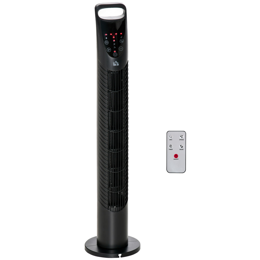 31" Oscillating Tower Fan with Remote Control, 7.5H Timer, 3 Speed 3 Modes, Electric Floor Standing Cooling Fan for Home Bedroom Office, Black