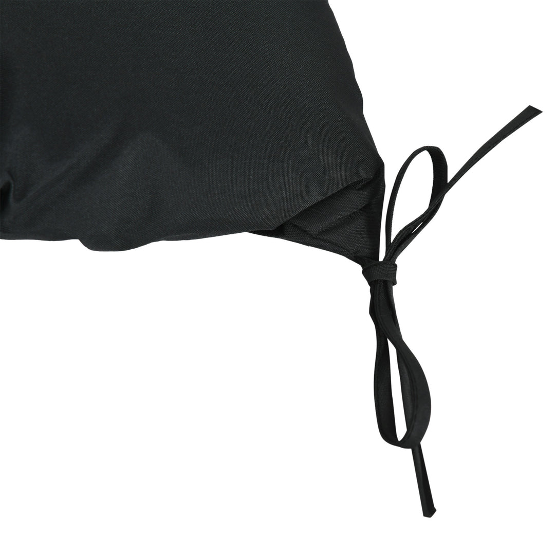2 Seater Bench Pad, Garden Chair Cushion with Back and Ties for Indoor and Outdoor Use, 98 x 100 cm, Black
