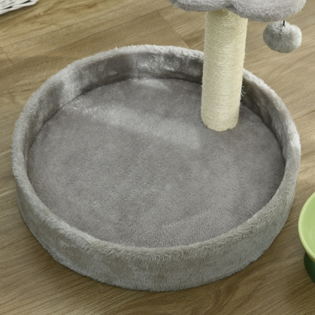 44cm Cat Tower, Cat Tree for Indoor Cats, with Sisal Cat Scratching Post, Toy Ball - Light Grey