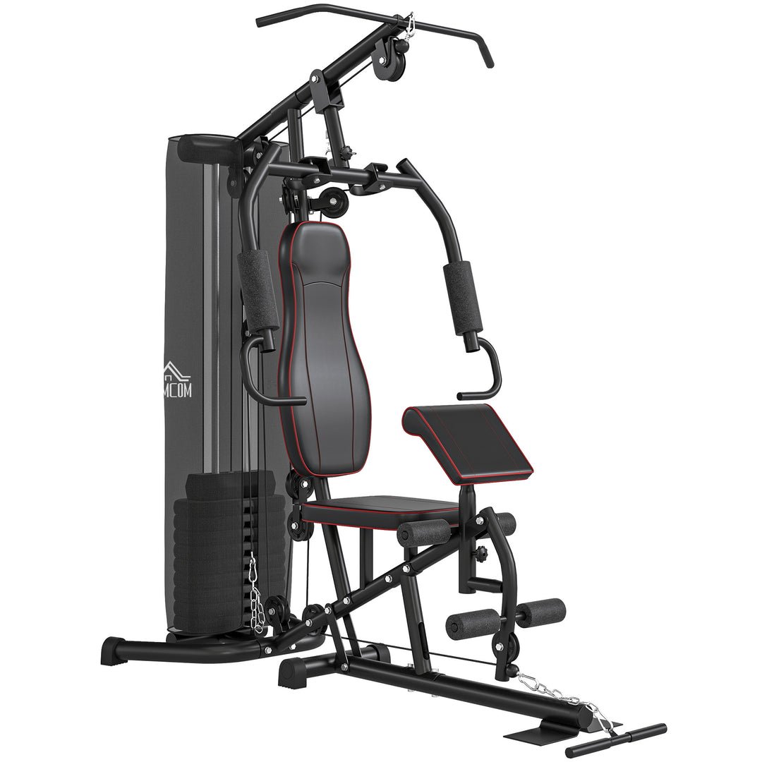 Multifunctional Home Gym Equipment Workout Station, Chest Station, Butterfly Press & Leg Developer, 45kg Weight Stack Multi Gym Machine Fitness Equipment for Full Body Fitness