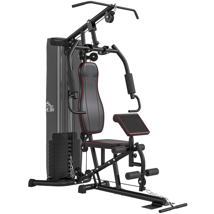 Multifunctional Home Gym Equipment Workout Station, Chest Station, Butterfly Press & Leg Developer, 45kg Weight Stack Multi Gym Machine Fitness Equipment for Full Body Fitness