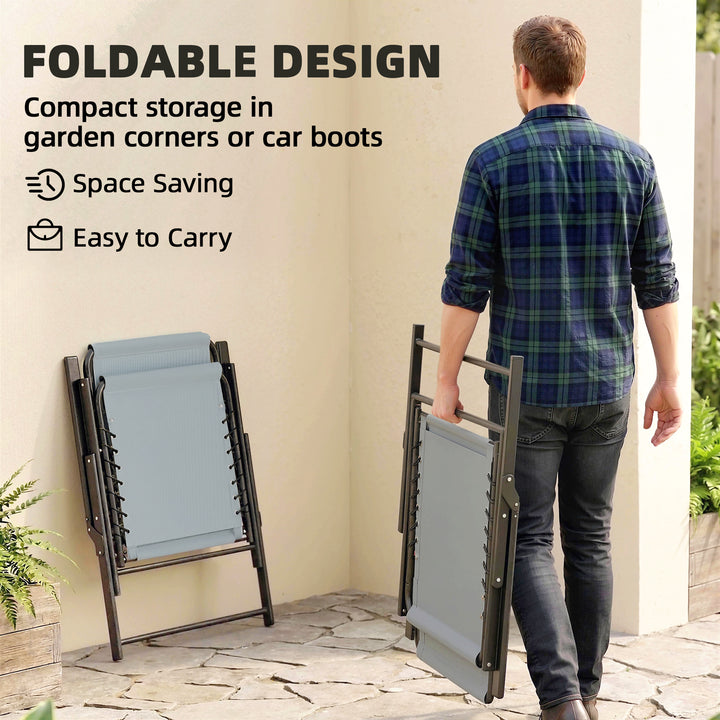 Folding Garden Chairs Set of 2, Outdoor Dining Chairs with Wide Textel