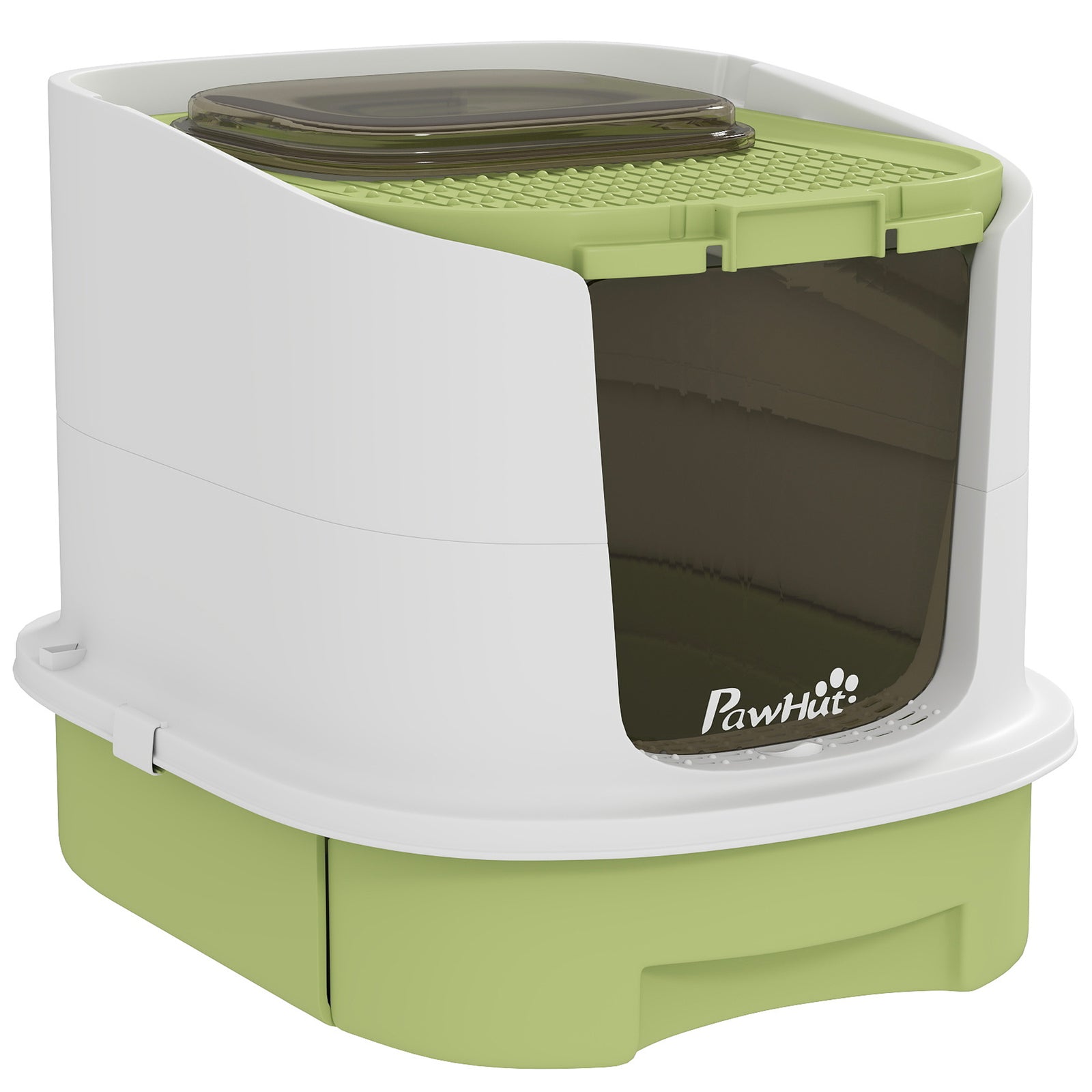 Cat Litter Box with Lid, Scoop, Deodorisation Bags, Top Entry, Green