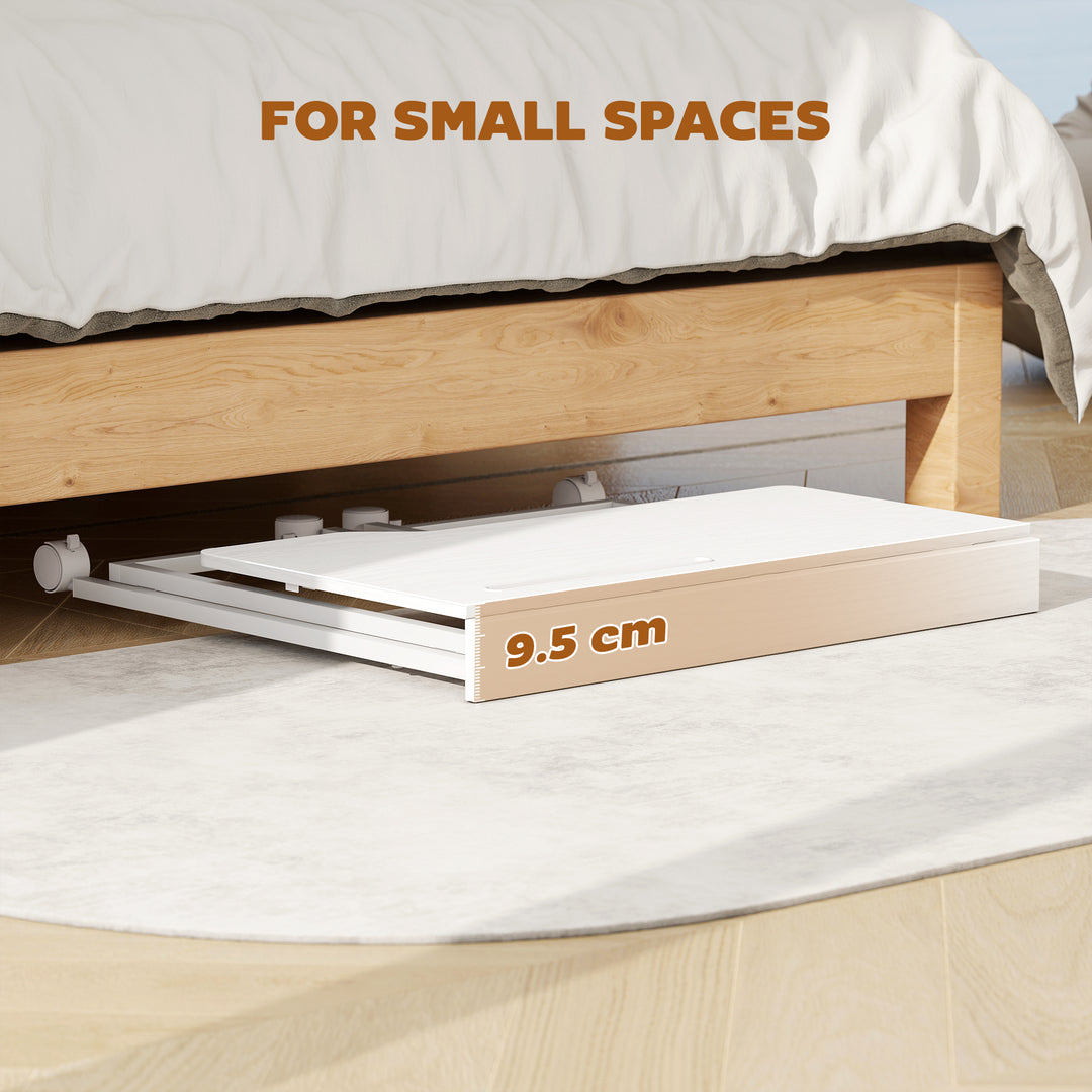 Folding Small Desk on Wheels - Black Wood Effect