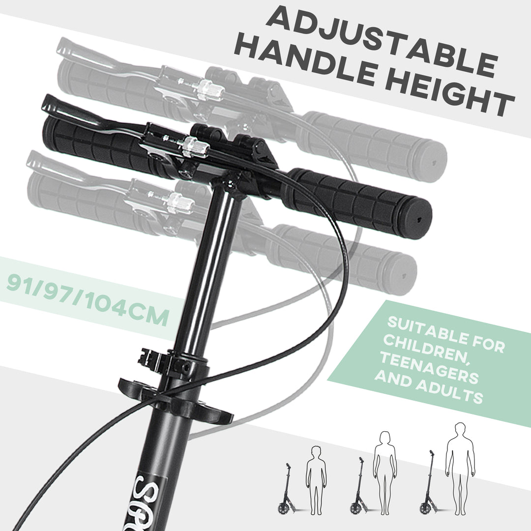 One-click Folding Kick Scooter for 14+ w/ Adjustable Handlebar, Push Scooter with Kickstand, Dual Brake System, Shock Absorber, 200mm Wheels & ABEC-9 Bearings