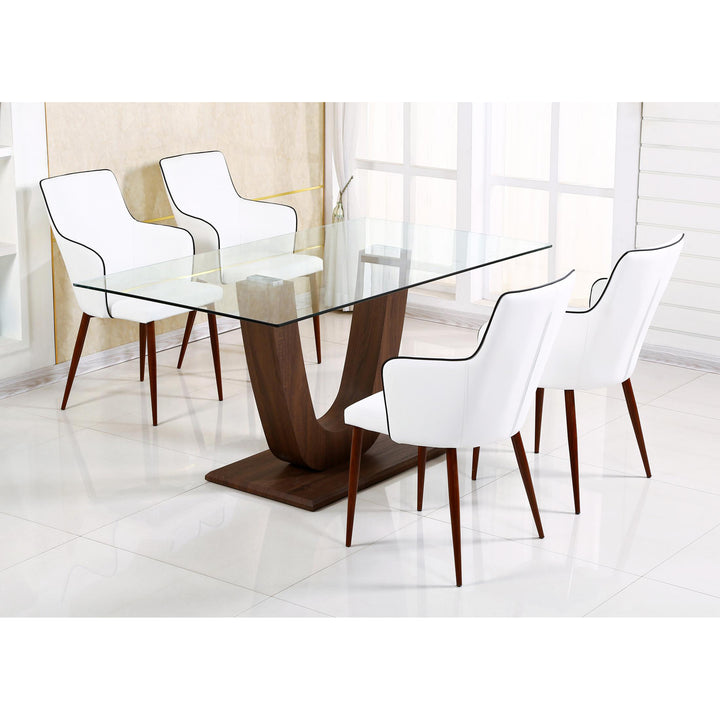 Capri Dining Table Clear Glass Walnut