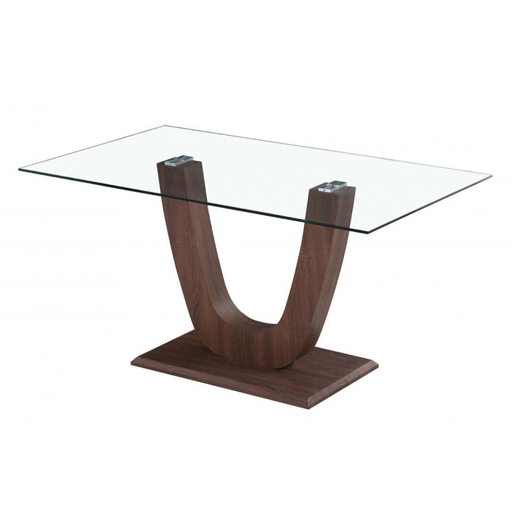 Capri Dining Table Clear Glass Walnut