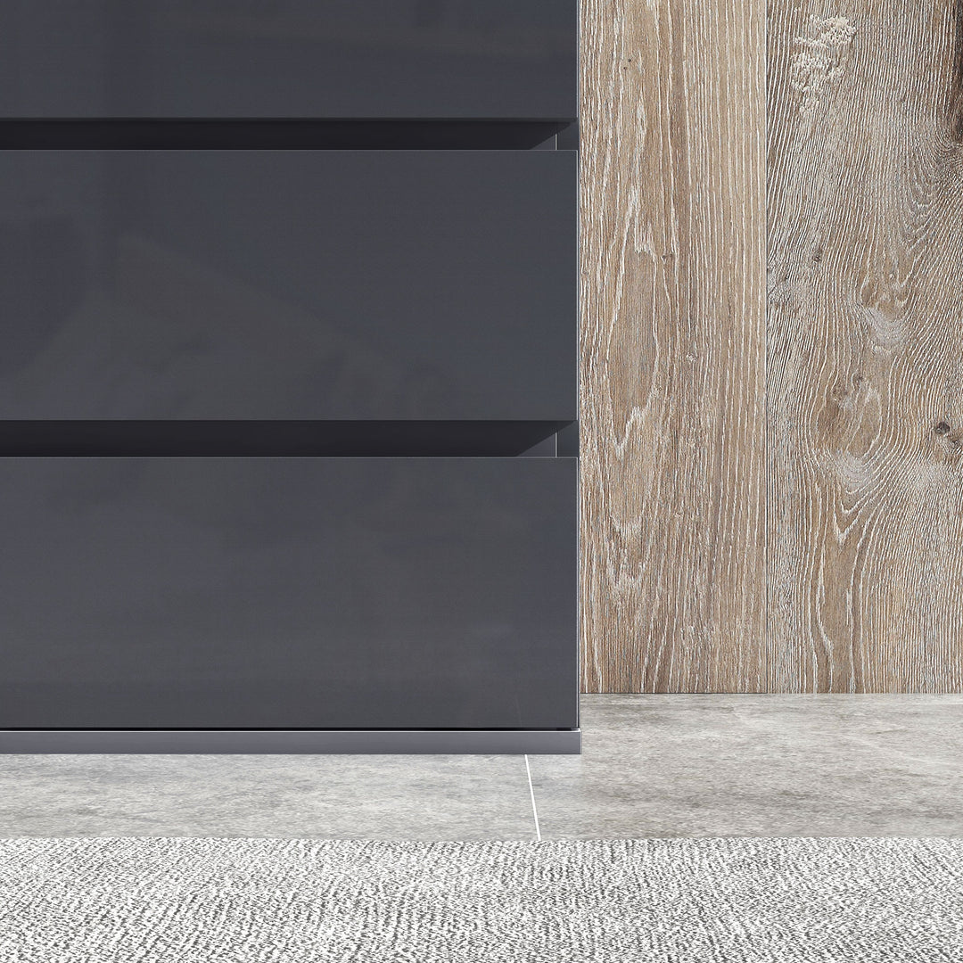 High Gloss Chest of Drawers, 4-Drawer Storage Cabinets, Modern Dresser for Bedroom, Grey