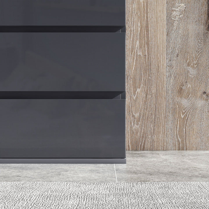 High Gloss Chest of Drawers, 4-Drawer Storage Cabinets, Modern Dresser for Bedroom, Grey