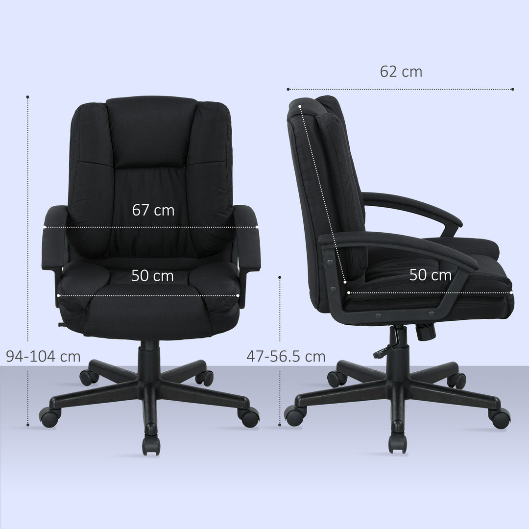 Linen-Look Padded Office Chair - Black