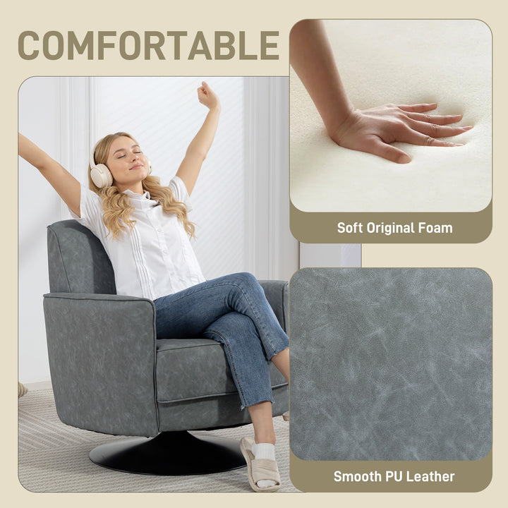 Upholstered Swivel Accent Chair with Thick Padding