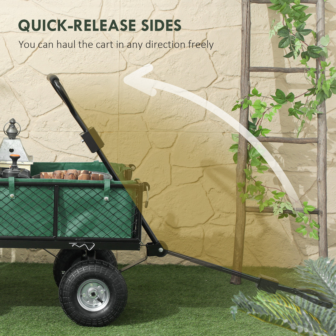 114L Steel Frame Garden Cart Trolley - Green