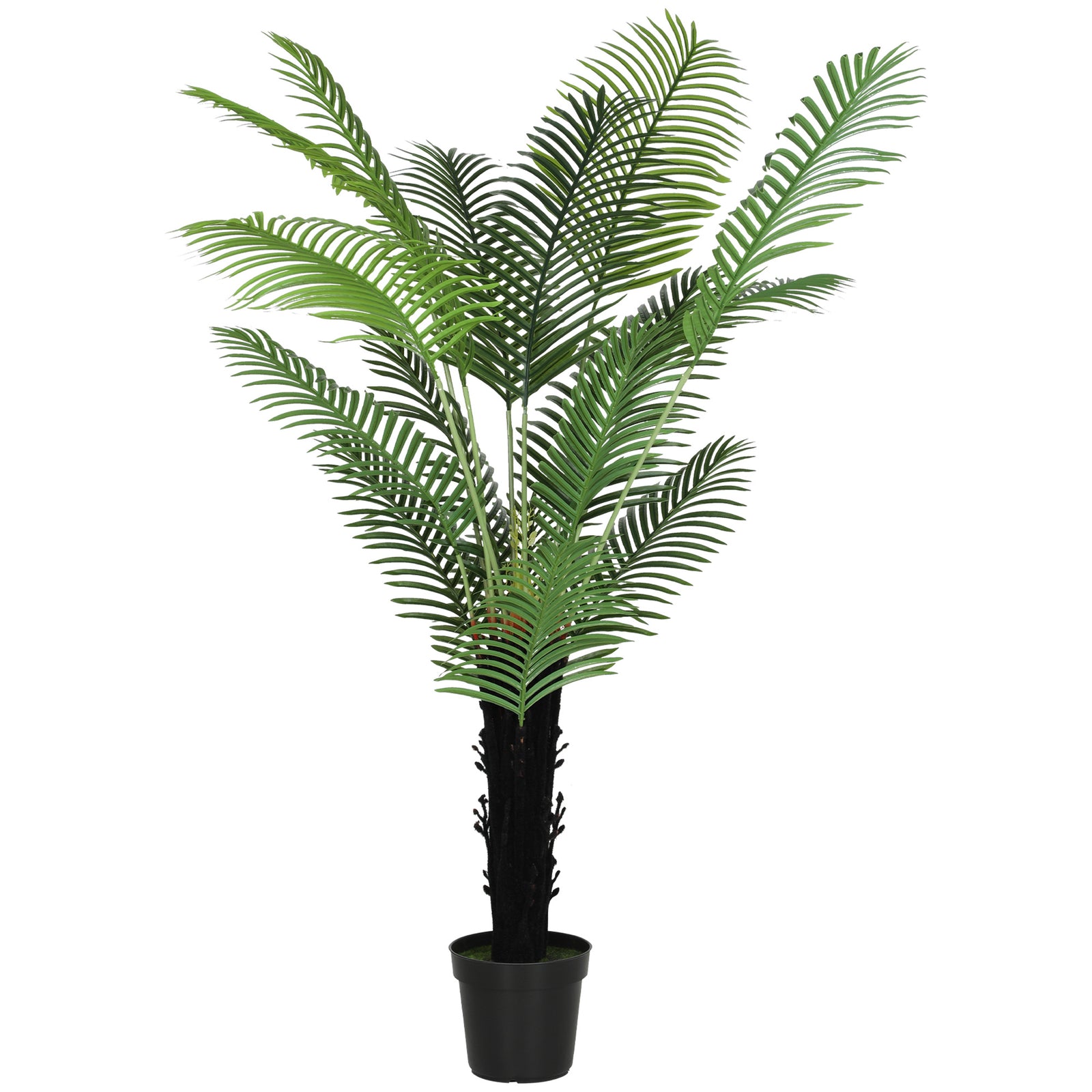 175cm Artificial Areca Palm Tree with 16 PE Leaves, Decorative Artificial Plant with Plastic Pot and Flocked Soil, Fake Plant for Home Office Decor, Green