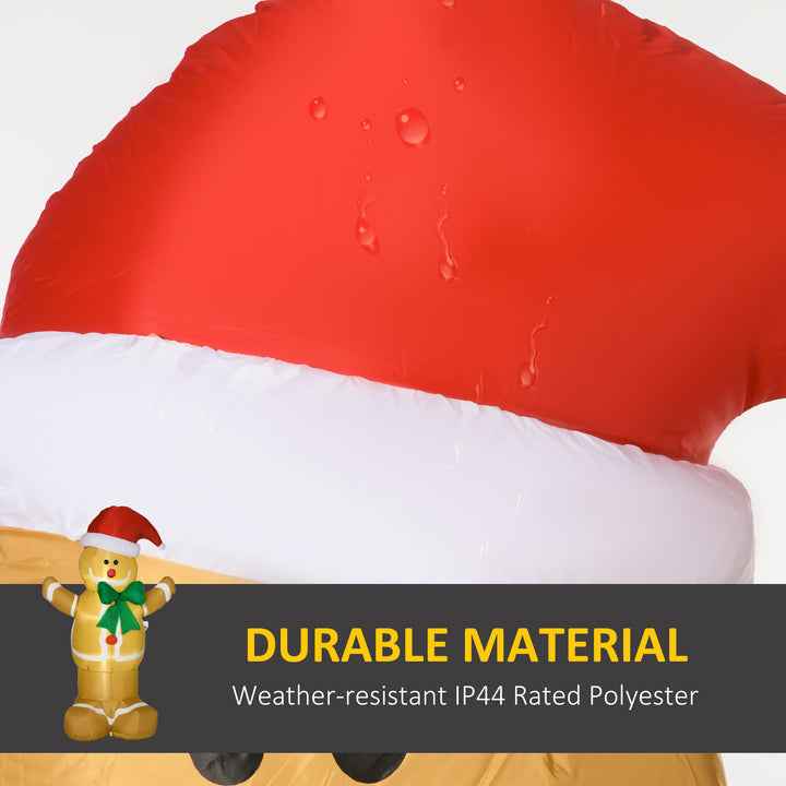 6ft Christmas Inflatable Gingerbread Man & Santa Hat Safe Outdoor Decoration w/ LED Lights Accessories