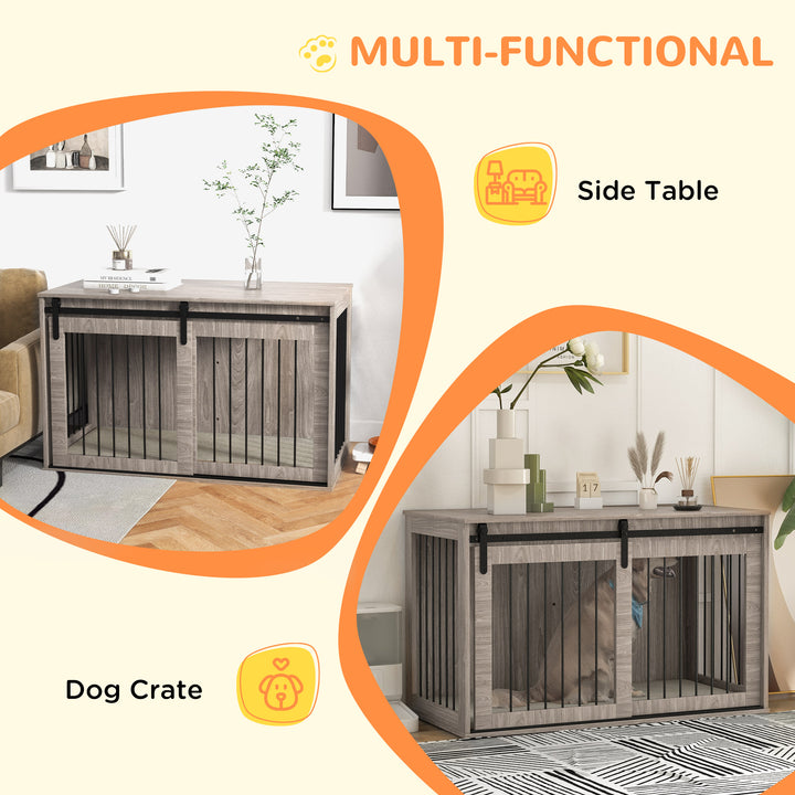 118cm Dog Crate Furniture with Removable Cushion for Extra Large Dogs - Walnut Brown