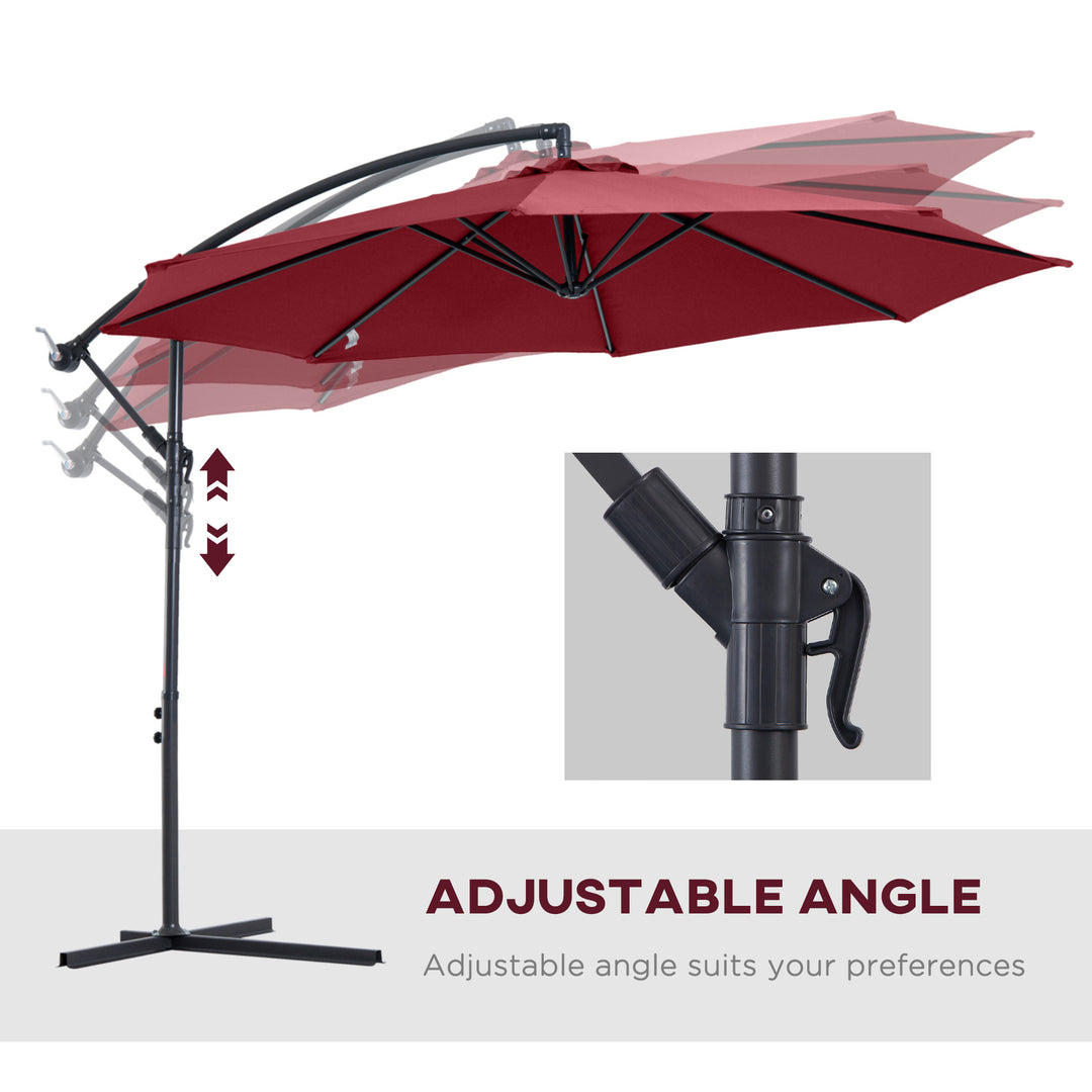 MCL Cantilever Umbrella Parasol Hanging Banana Steel Dark Green 3M Patio Wine Red
