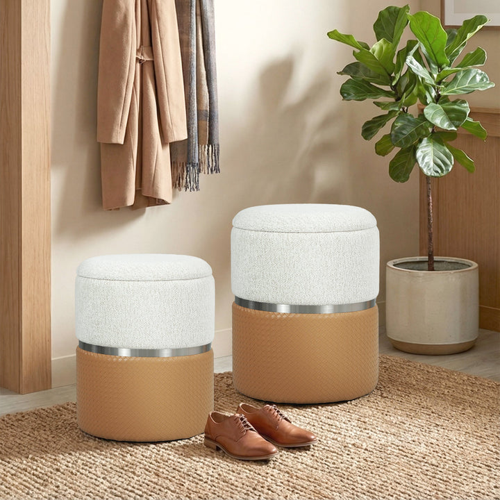 Nesting Round Ottoman with Storage Set of 2