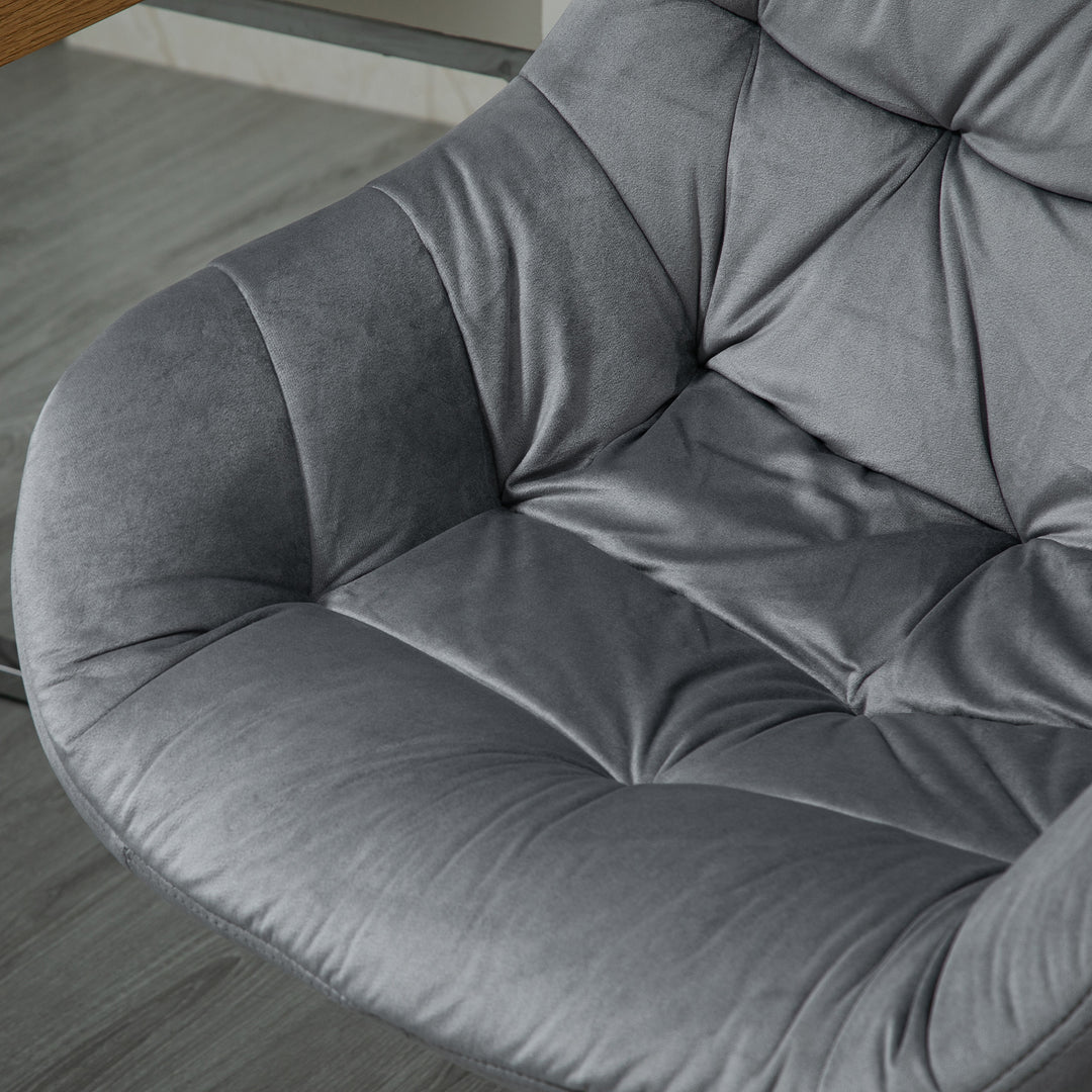 Home Office Chair Velvet Ergonomic Computer Chair Comfy Desk Chair with Adjustable Height, Arm and Back Support, Dark Grey