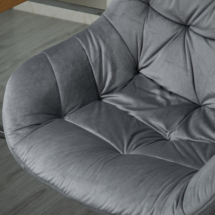 Home Office Chair Velvet Ergonomic Computer Chair Comfy Desk Chair with Adjustable Height, Arm and Back Support, Dark Grey