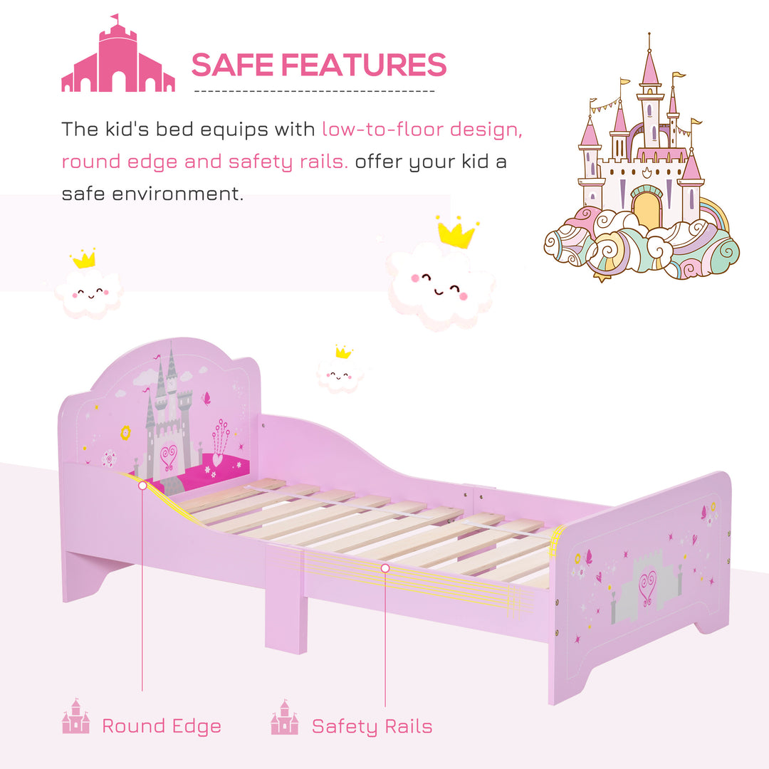 MCL Kids Bed Princess Castle Theme w/ Side Rails Slats Home Furniture for 3 - 6 Yrs Pink 143 x 73 x 60 cm