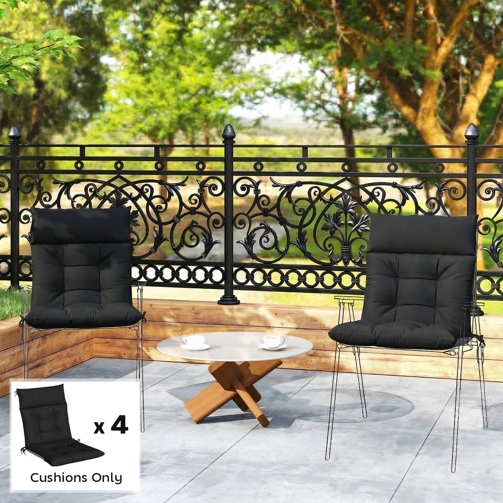 Patio Chair Cushions Set of 4, Waterproof Non-Slip Lounge Chair Cushio