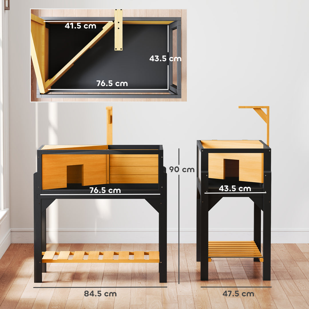 Wooden Tortoise House with Storage Shelf, Clear Observation Windows, Lamp Holder, Openable Top, Built-in Tray, Yellow