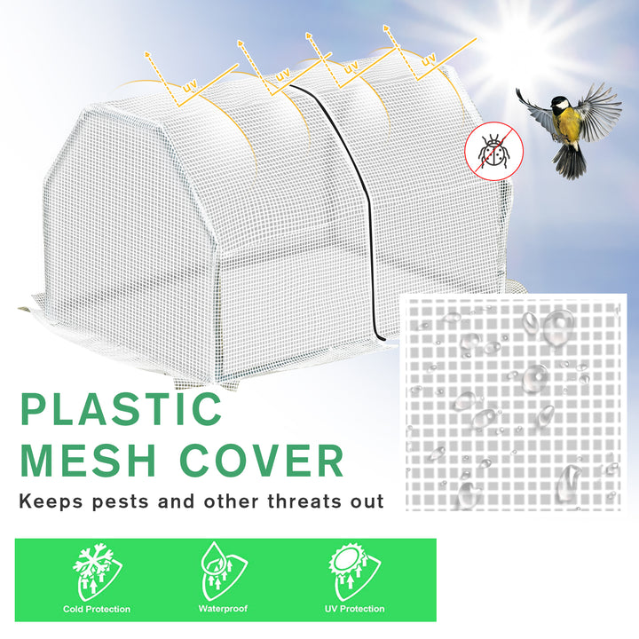 MCL Mini  Greenhouse Grow House PVC Cover Steel Frame White 99L x 71W x 60H cm