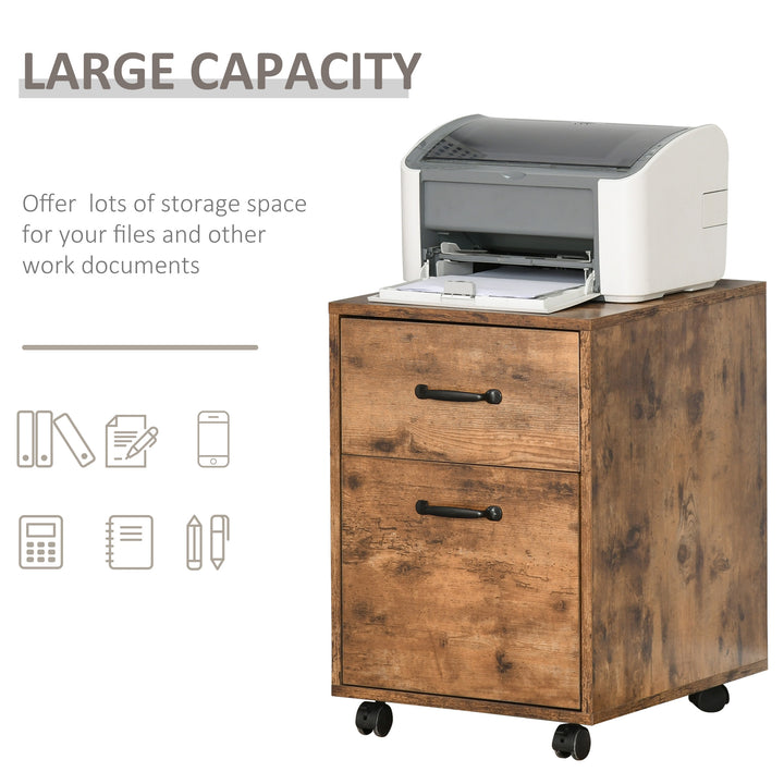 HOMCOM Rolling File Cabinet with 2 Drawers, Hanging File Folder, Home Office Under Desk Mobile Filing Organizer