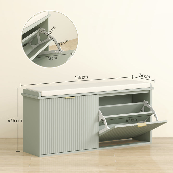 Elegant Ten Shoe Bench, with Top Seat - Green