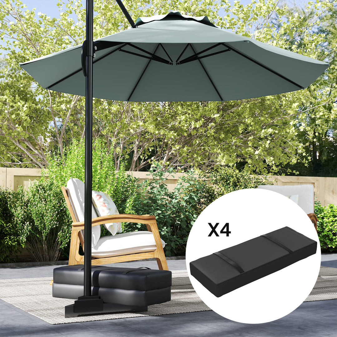 Parasol Weights Set of 4, Parasol Base Weights Bags, 25kg Fillable Sandbag Weights with Handles, Cantilever Umbrella Base Weights, Black