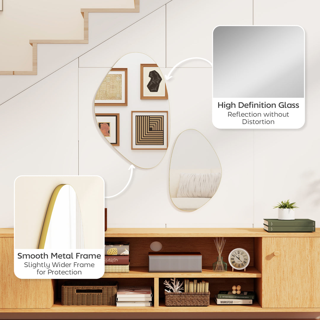 Set of 2 Pebble-Shaped Wall Mirror