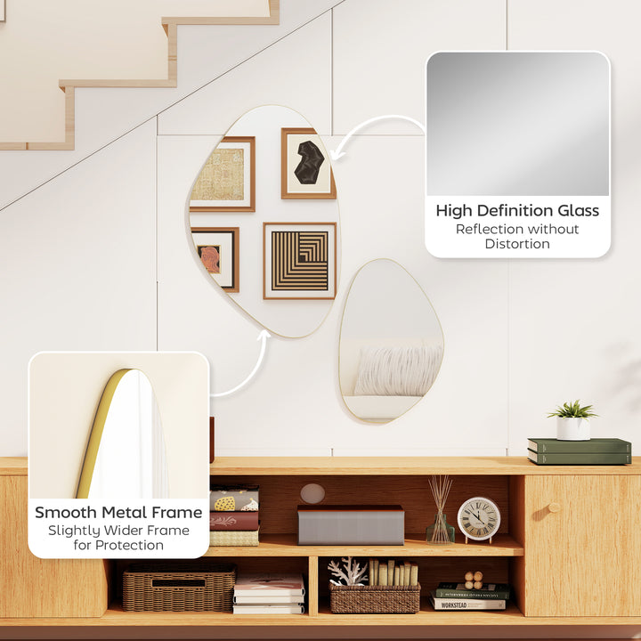 Set of 2 Pebble-Shaped Wall Mirror