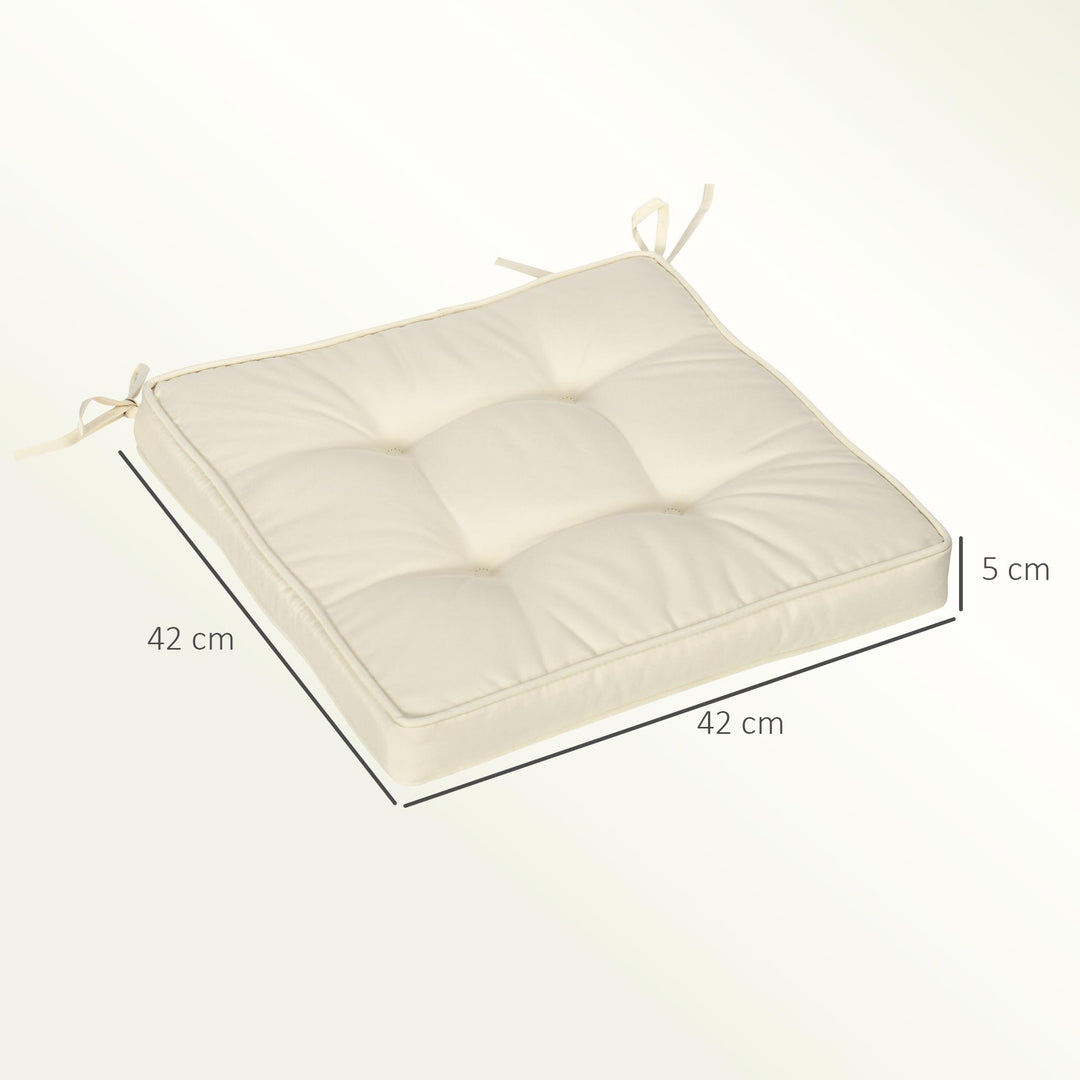 Set of 4 Garden Seat Cushion with Ties, 42 x 42cm Replacement Dining C
