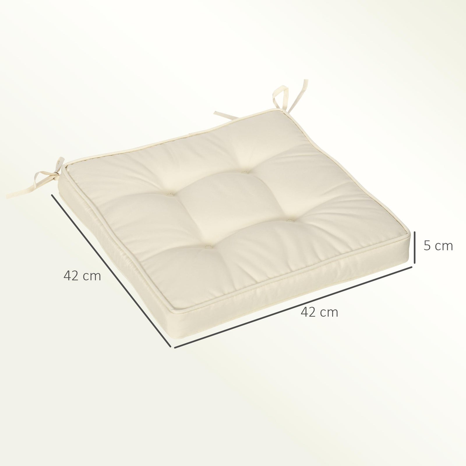 Set of 4 Garden Seat Cushion with Ties, 42 x 42cm Replacement Dining C