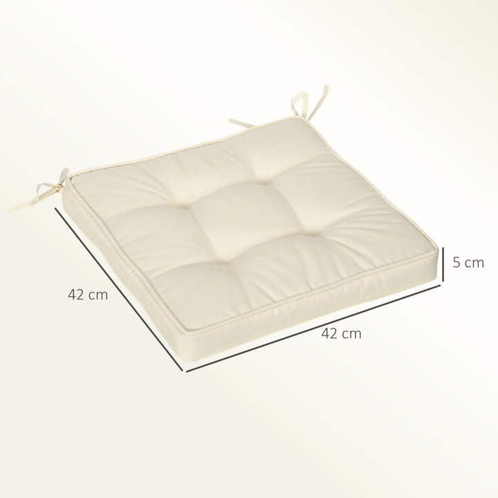 Set of 4 Garden Seat Cushion with Ties, 42 x 42cm Replacement Dining C