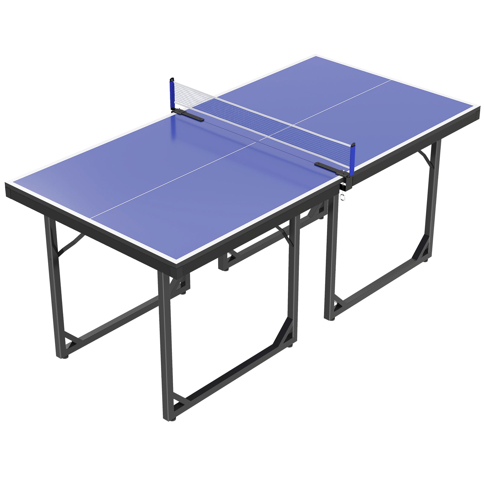 6ft Table Tennis Table, Ping Pong Table with Net, Foldable and Portable Ping Pong Set for Indoor Outdoor Use, Easy Assemble, Midsize, Blue
