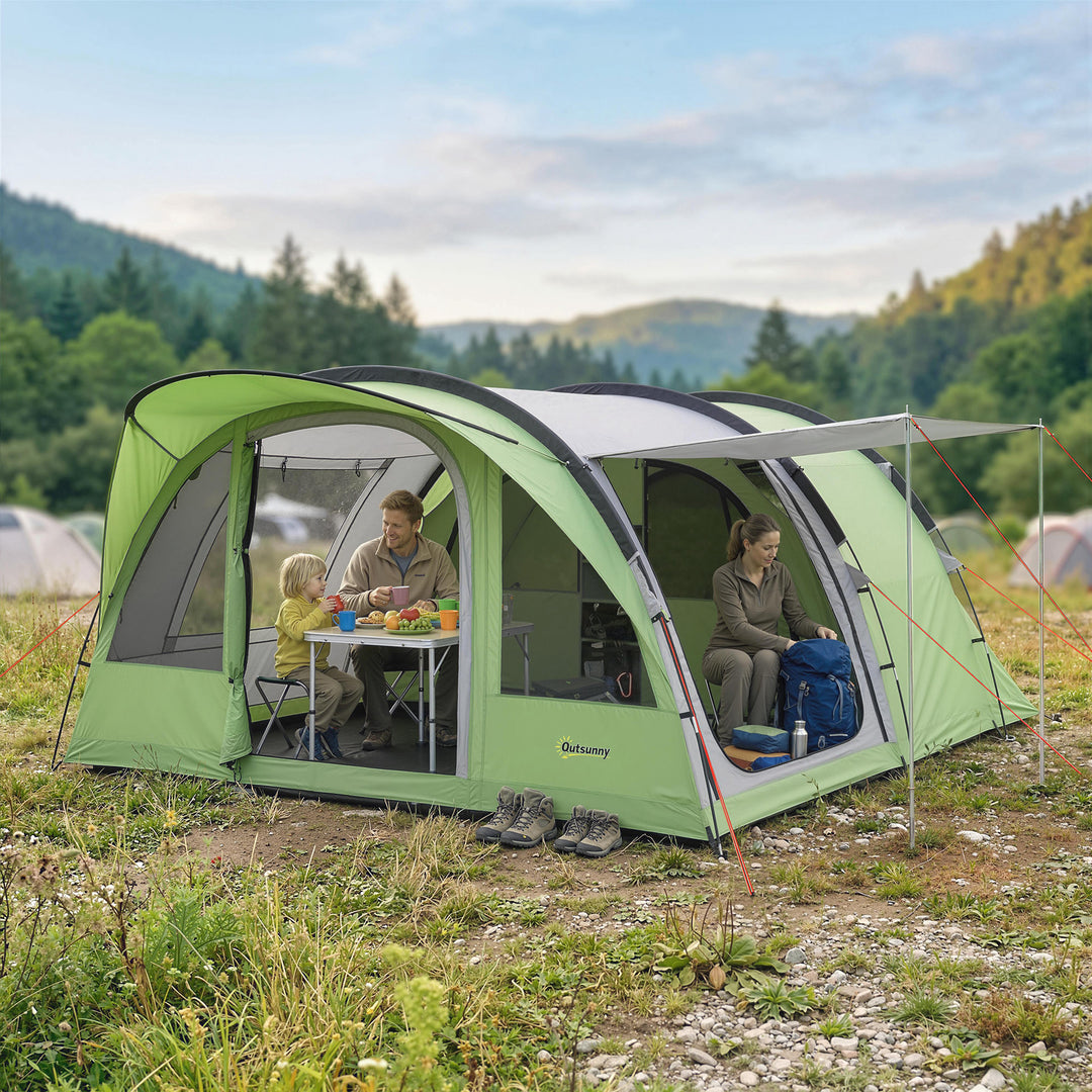 4 Person Easy Setup Family Camping Tent with 2 Rooms, Waterproof Tunne