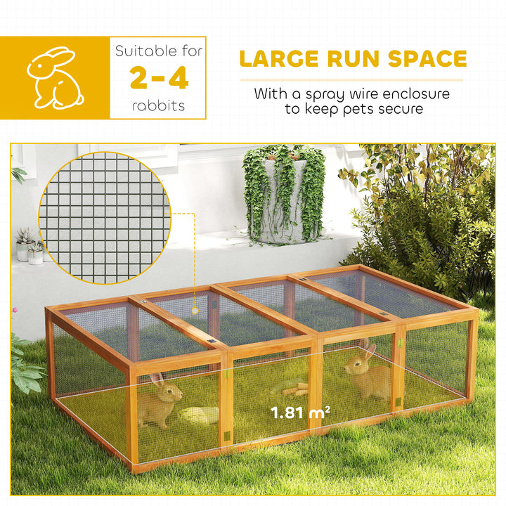 Wooden Rabbit Hutch Cage 6ft with Wire Mesh, Openable Roof, Play Space for Outdoor, Natural Wood Finish
