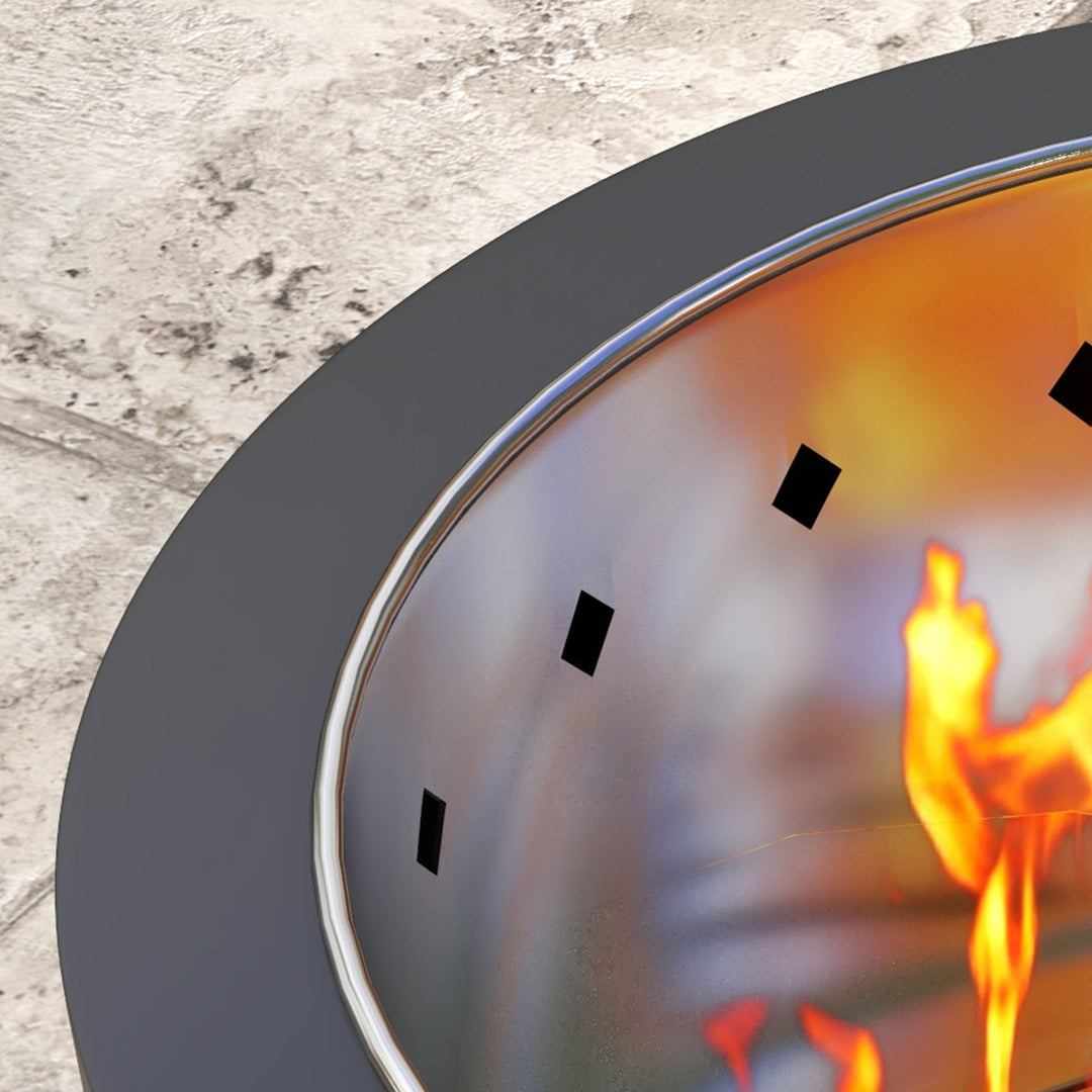 Smokeless Fire Pit, 45cm Portable Wood Burning Firepit, Round Metal Bonfire Stove with Poker for Garden, Camping, Black