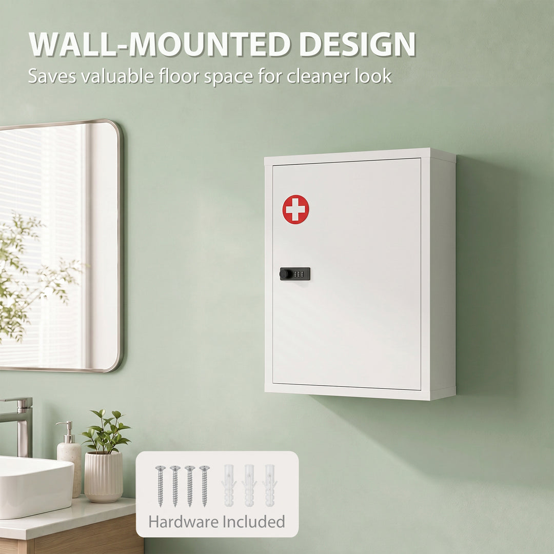 Wall Mount Medicine Cabinet, Bathroom Cabinet with Combination Lock, D