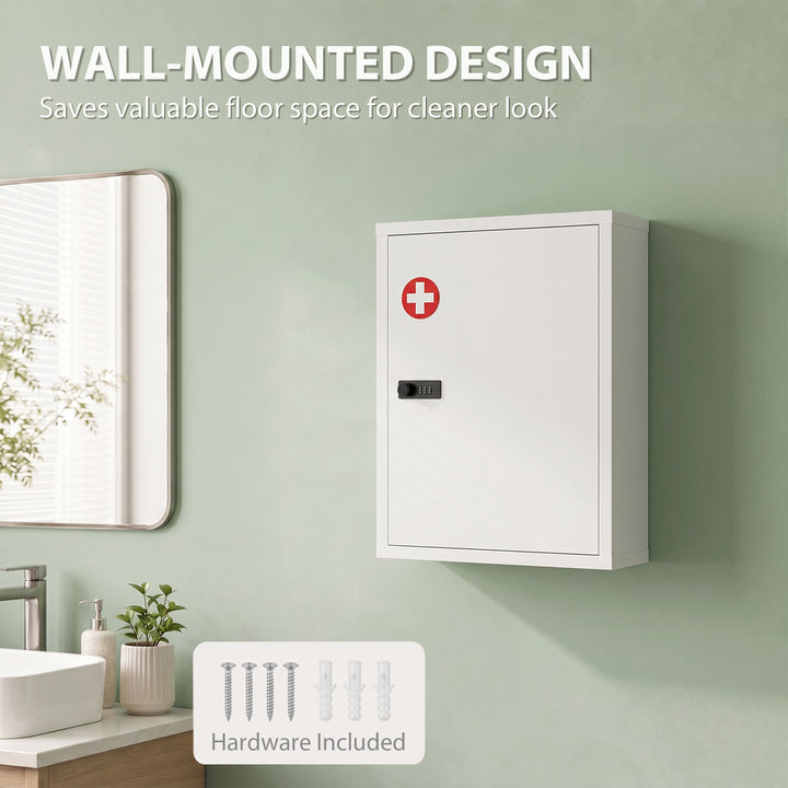 Wall Mount Medicine Cabinet, Bathroom Cabinet with Combination Lock, D