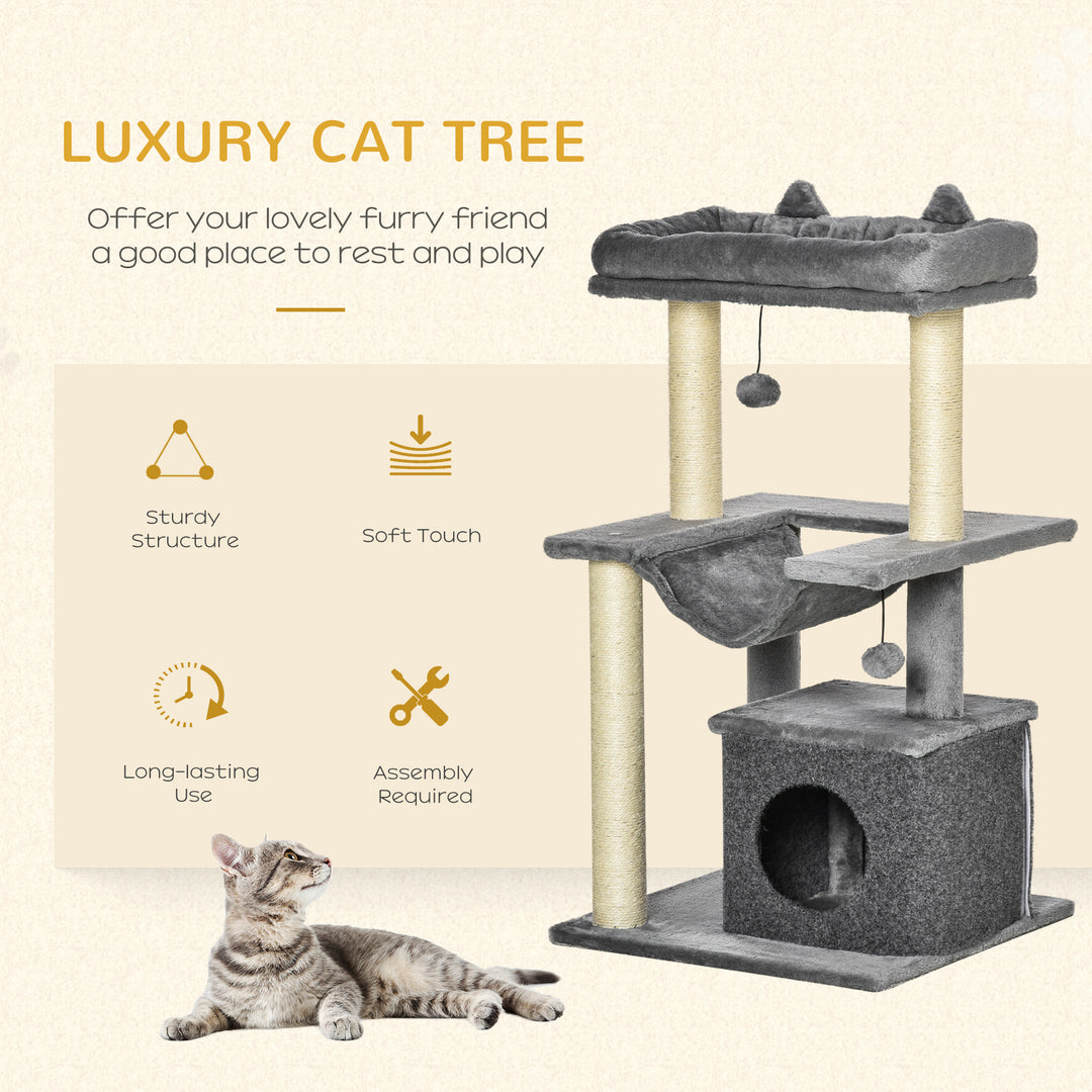 Cat Tree, 90cm Cat Tower with Sisal Scratching Posts, Cat Condo, Hammo