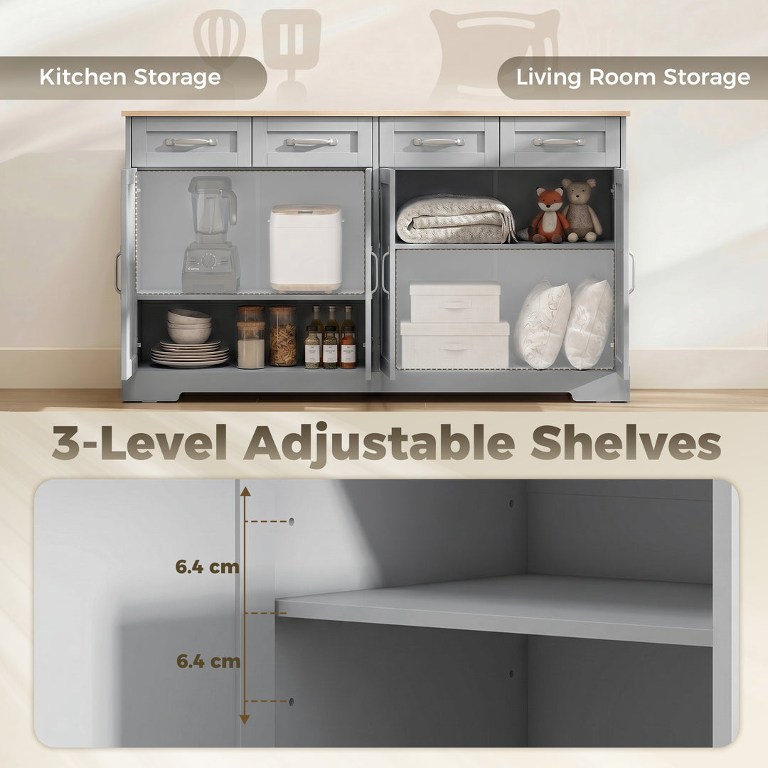 Sideboard Buffet Cabinet, 140 cm Kitchen Storage Cabinet with 4 Drawer