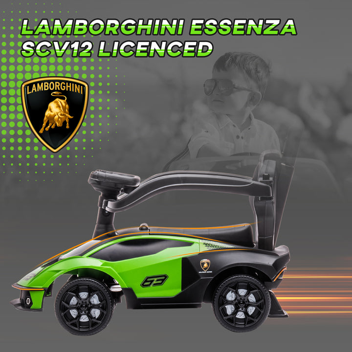MCL Kids 2-In-1 Lamborghini Ride-On and Stroller, with Horn - Green
