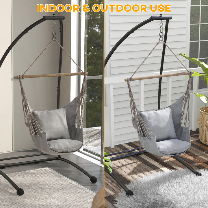 Hammock Chair Stand, C Shape Hanging Heavy Duty Metal Frame Hammock Stand for Hanging Hammock Air Porch Swing Chair, Indoor & Outdoor Use, Black