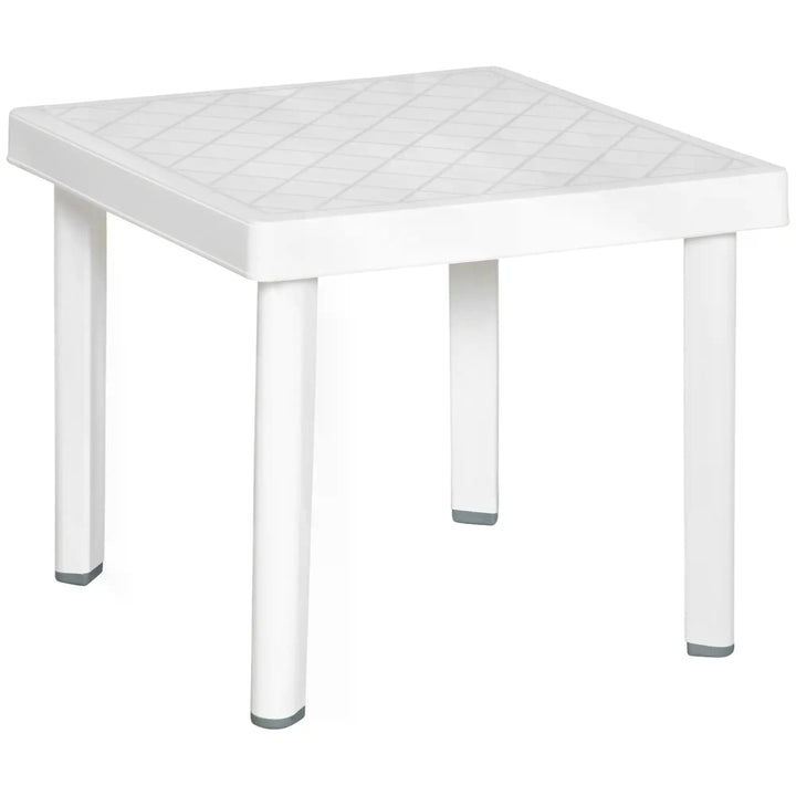 Outsunny Modern Outdoor Side Table, Square Garden Coffee End Table, Perfect for Drinks and Snacks, Stylish White | Aosom UK