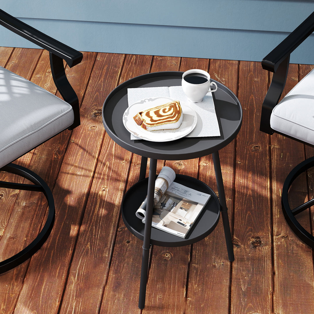 Two-Tier Metal Garden Table - Black