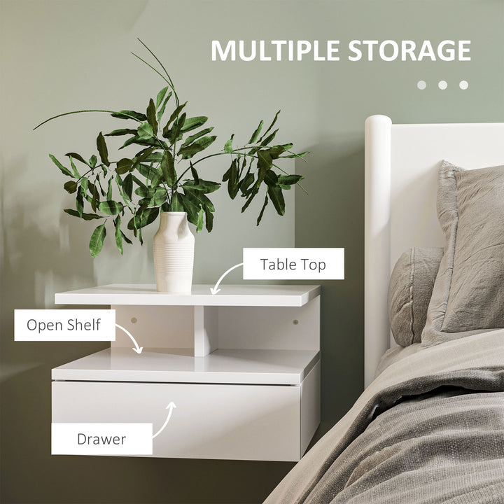 MCL Set of Two Floating High Gloss Bedside Tables - White