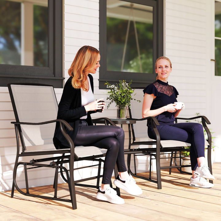 MCL Gliding Jack and Jill Seat, with Glass-Top Table - Brown/Beige