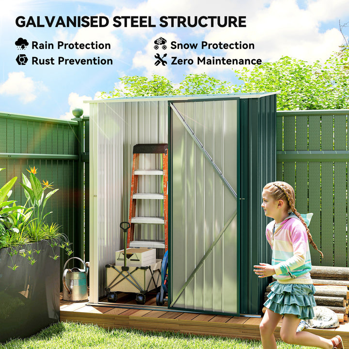 5.3 x 3.1ft Corrugated Steel Garden Shed - Green